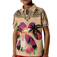 Polynesian Kid Polo Shirt Dog Lover With Shiba Inu - Sunset At The Beach - Wonder Print Shop