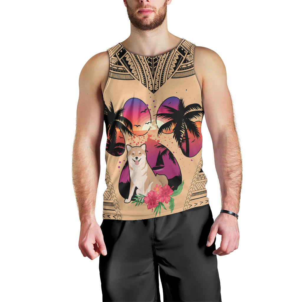 polynesian-men-tank-top-dog-lover-with-shiba-inu-sunset-at-the-beach