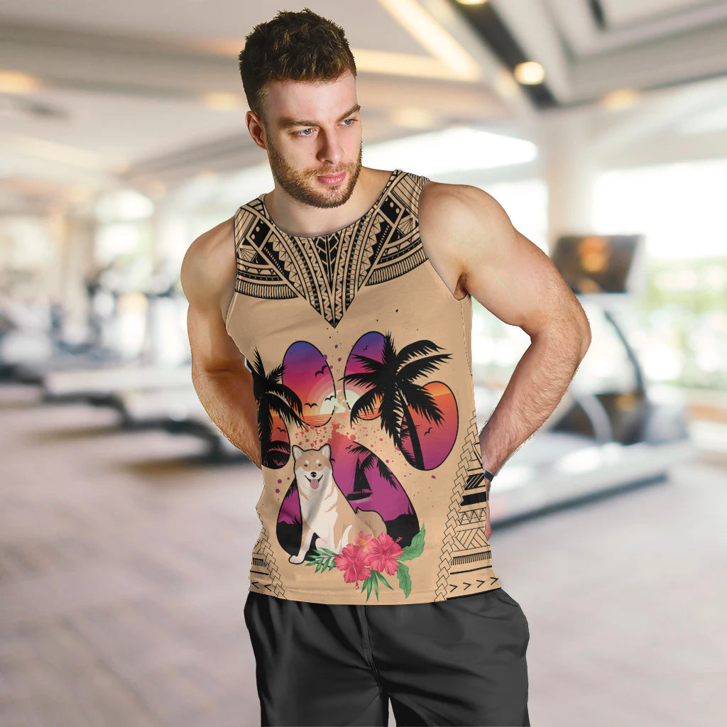 polynesian-men-tank-top-dog-lover-with-shiba-inu-sunset-at-the-beach