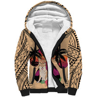 Polynesian Sherpa Hoodie Dog Lover With Shiba Inu - Sunset At The Beach - Wonder Print Shop