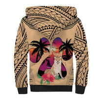 Polynesian Sherpa Hoodie Dog Lover With Shiba Inu - Sunset At The Beach - Wonder Print Shop