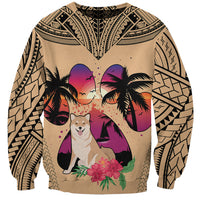Polynesian Sweatshirt Dog Lover With Shiba Inu - Sunset At The Beach - Wonder Print Shop