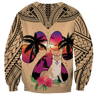 Polynesian Sweatshirt Dog Lover With Shiba Inu - Sunset At The Beach - Wonder Print Shop