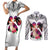 Polynesian Couples Matching Short Sleeve Bodycon Dress and Long Sleeve Button Shirts Dog Lover With Shiba Inu - Sunset At The Beach White Ver LT7 - Wonder Print Shop