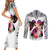 Polynesian Couples Matching Short Sleeve Bodycon Dress and Long Sleeve Button Shirts Dog Lover With Shiba Inu - Sunset At The Beach White Ver LT7 - Wonder Print Shop