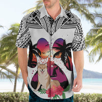 Polynesian Hawaiian Shirt Dog Lover With Shiba Inu - Sunset At The Beach White Ver - Wonder Print Shop