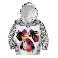 Polynesian Kid Hoodie Dog Lover With Shiba Inu - Sunset At The Beach White Ver - Wonder Print Shop