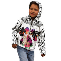 Polynesian Kid Hoodie Dog Lover With Shiba Inu - Sunset At The Beach White Ver - Wonder Print Shop