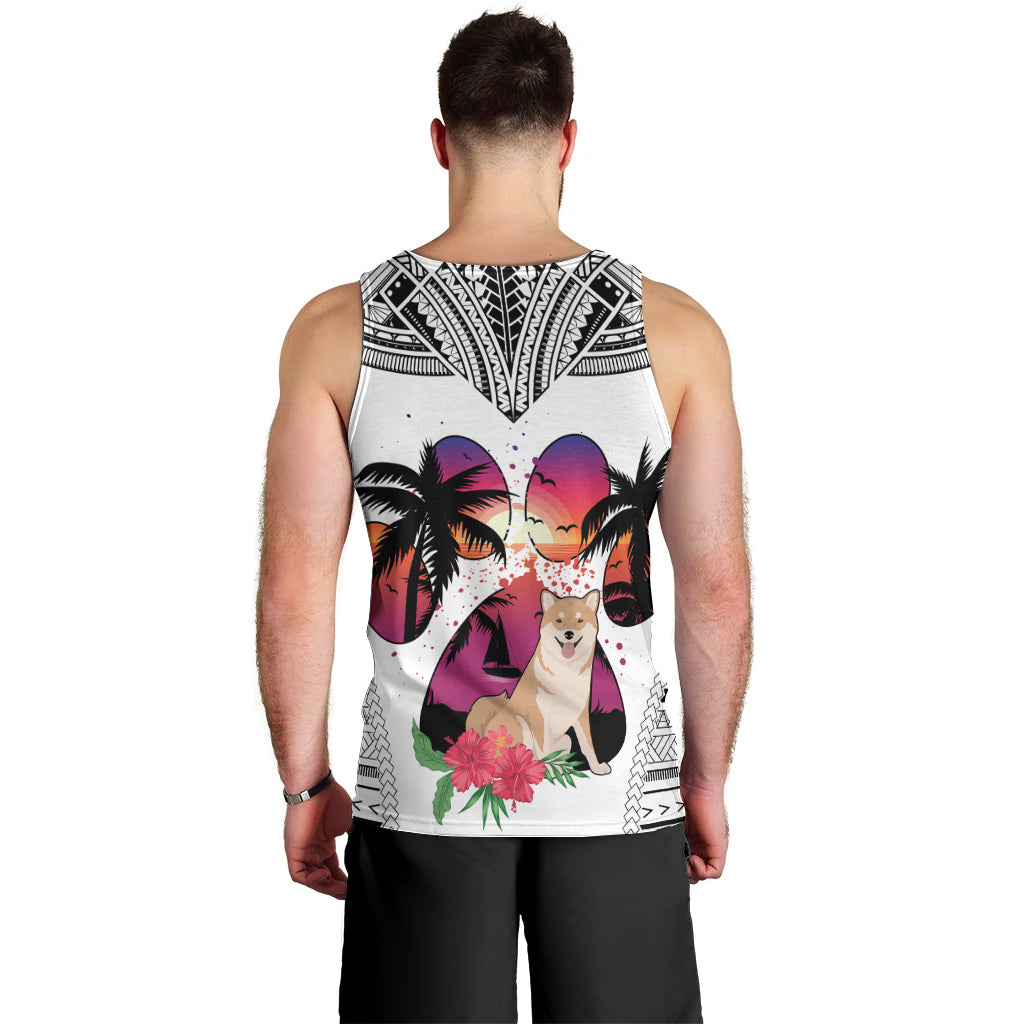 polynesian-men-tank-top-dog-lover-with-shiba-inu-sunset-at-the-beach-white-ver