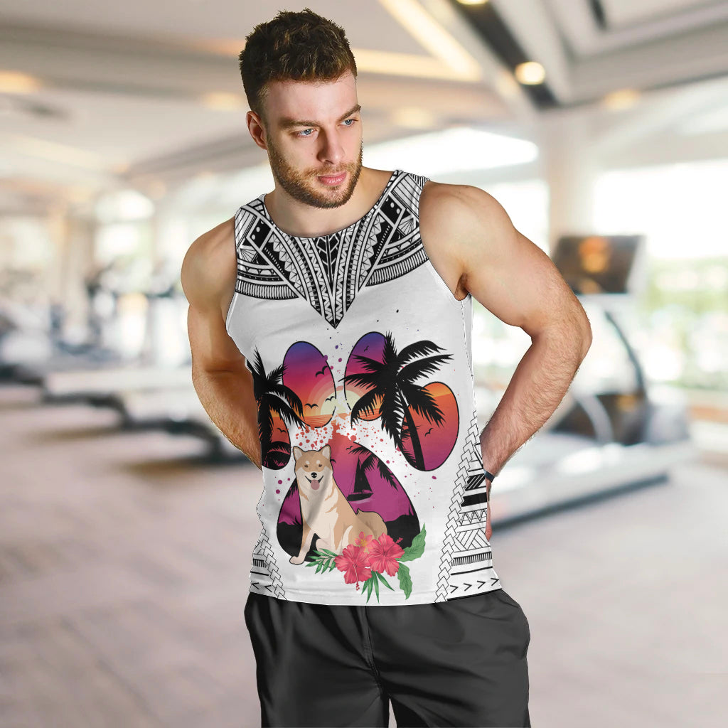 polynesian-men-tank-top-dog-lover-with-shiba-inu-sunset-at-the-beach-white-ver