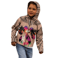 Polynesian Kid Hoodie Dog Lover With Shiba Inu - Sunset At The Beach Brown Ver - Wonder Print Shop