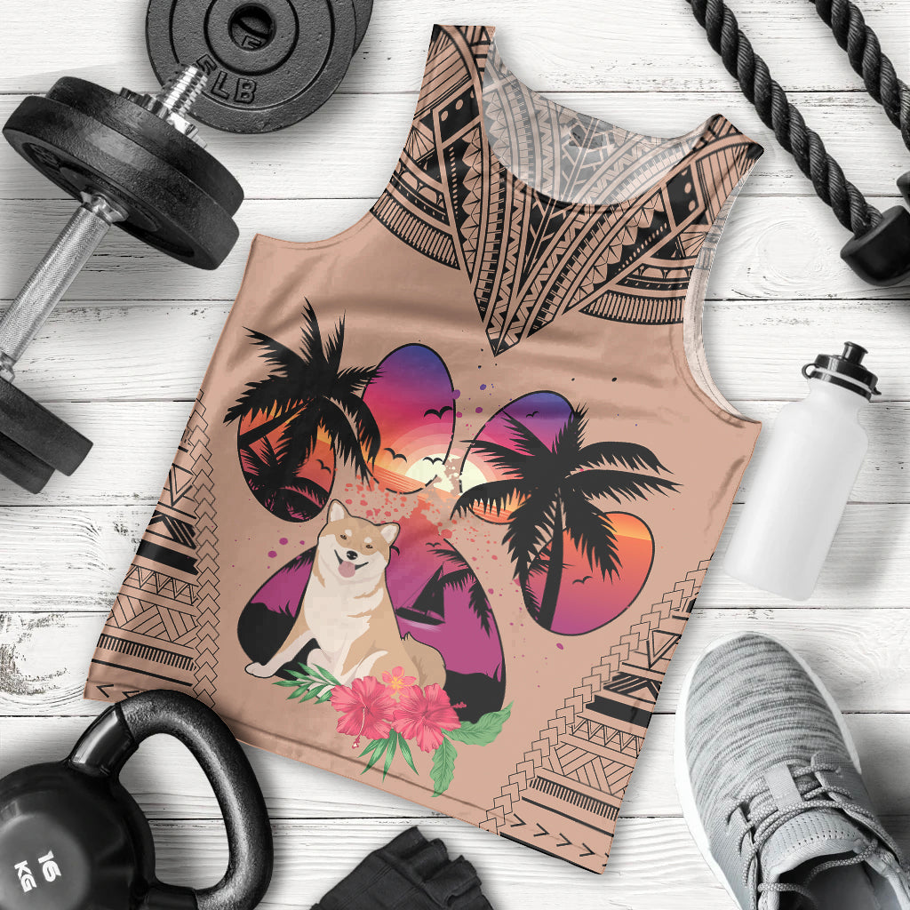 polynesian-men-tank-top-dog-lover-with-shiba-inu-sunset-at-the-beach-brown-ver