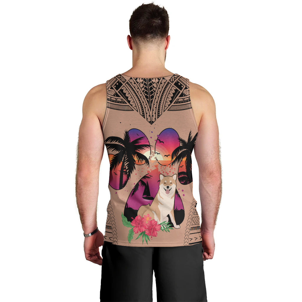 polynesian-men-tank-top-dog-lover-with-shiba-inu-sunset-at-the-beach-brown-ver