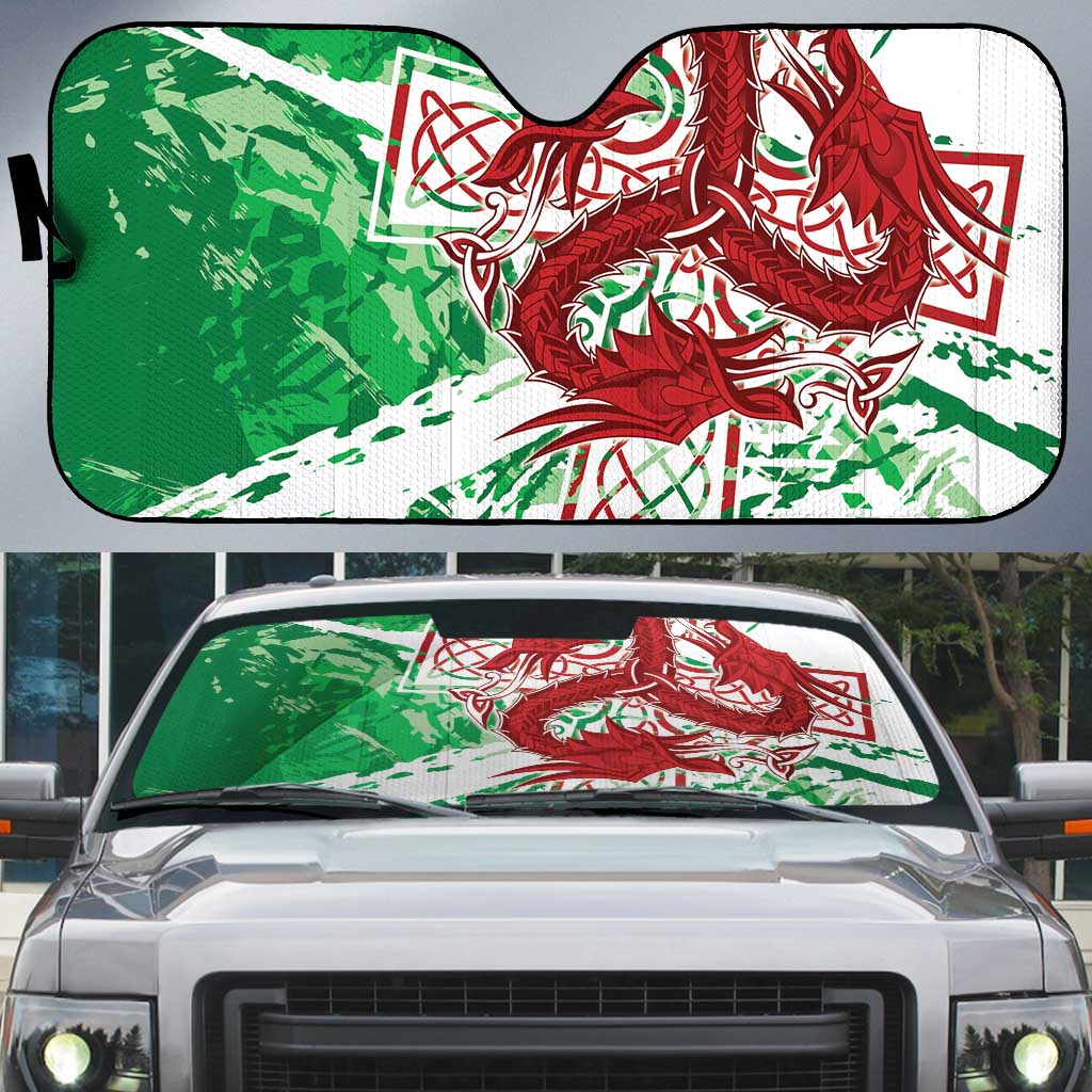 Wales Cymru Am Byth Auto Sun Shade Celtic Dragon Triskelion - Wonder Print Shop