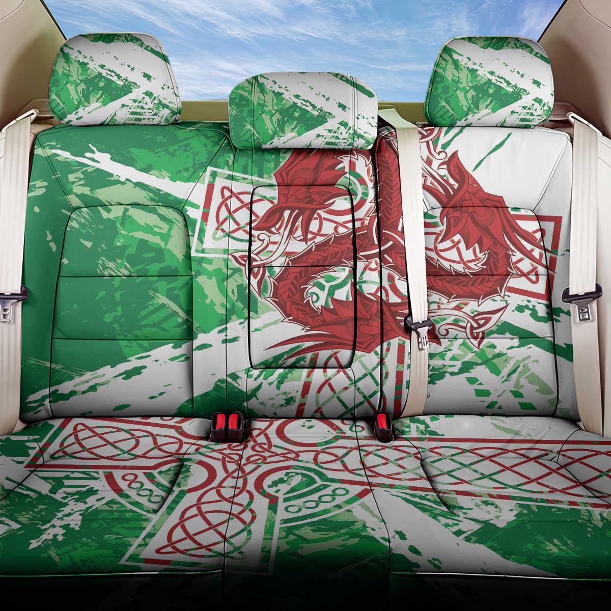 Wales Cymru Am Byth Back Car Seat Cover Celtic Dragon Triskelion - Wonder Print Shop
