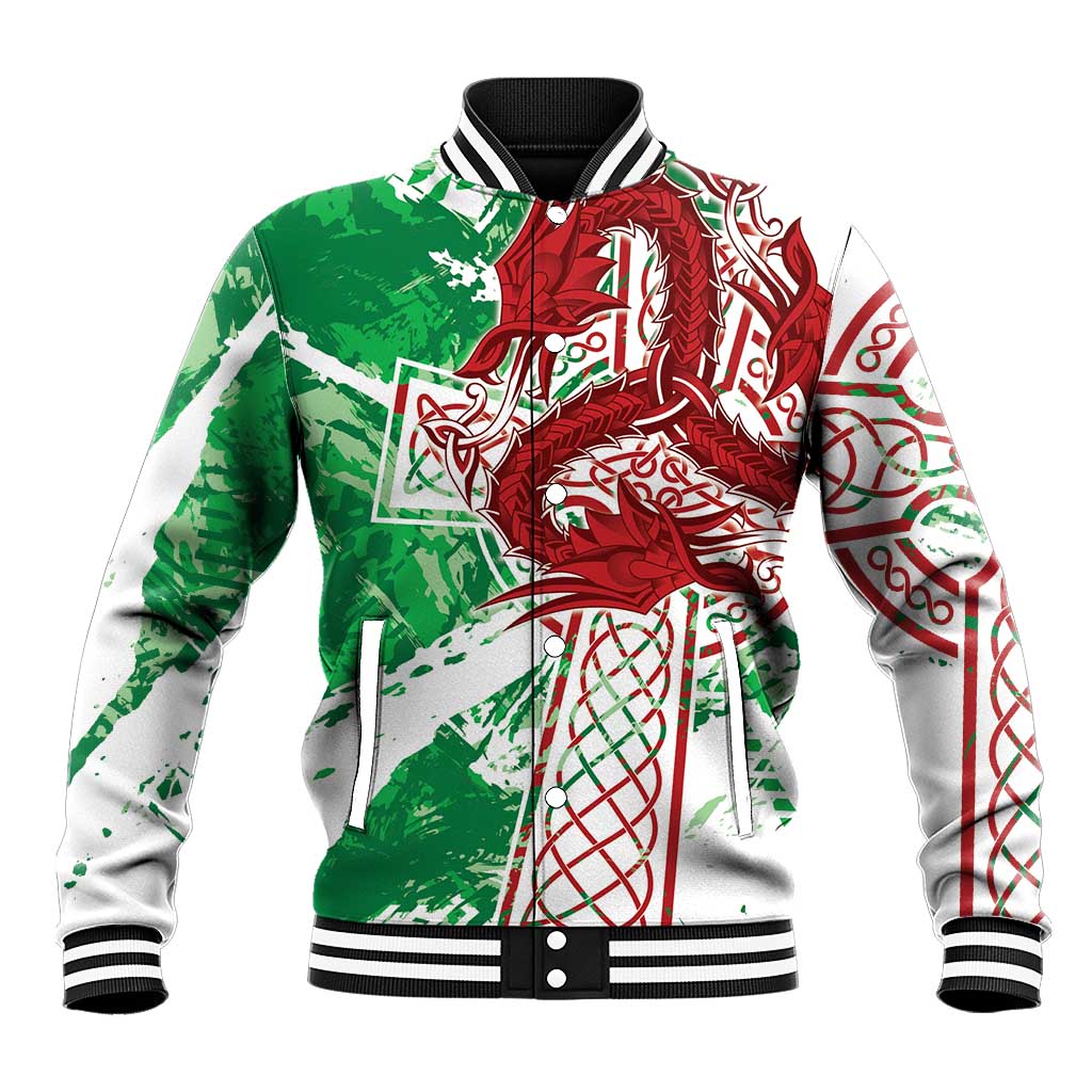 Wales Cymru Am Byth Baseball Jacket Celtic Dragon Triskelion - Wonder Print Shop