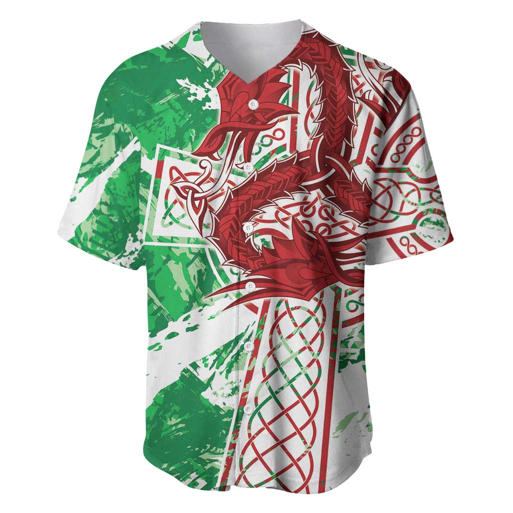 Wales Cymru Am Byth Baseball Jersey Celtic Dragon Triskelion - Wonder Print Shop