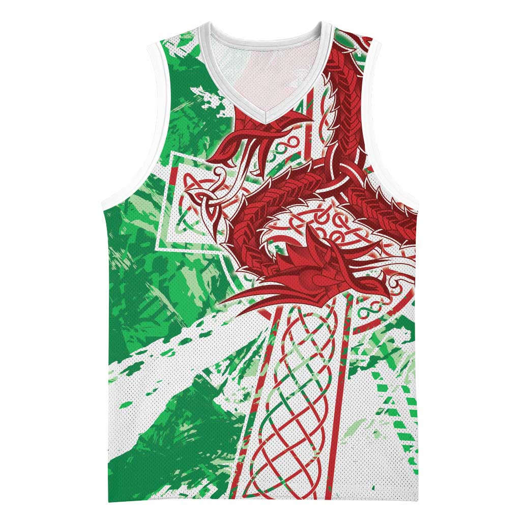 Wales Cymru Am Byth Basketball Jersey Celtic Dragon Triskelion - Wonder Print Shop