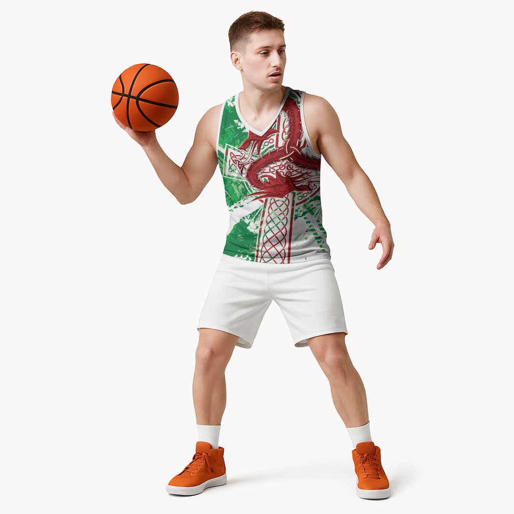Wales Cymru Am Byth Basketball Jersey Celtic Dragon Triskelion - Wonder Print Shop