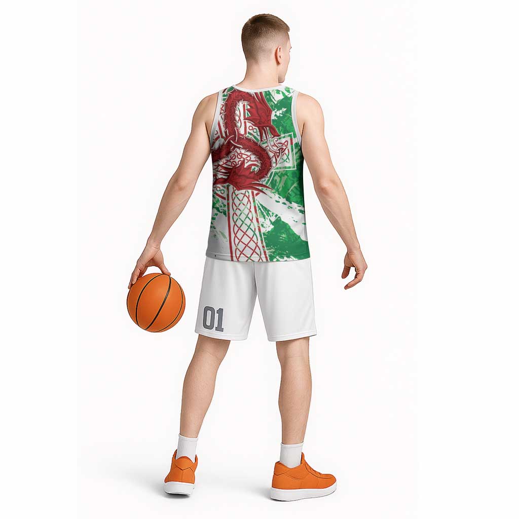 Wales Cymru Am Byth Basketball Jersey Celtic Dragon Triskelion - Wonder Print Shop