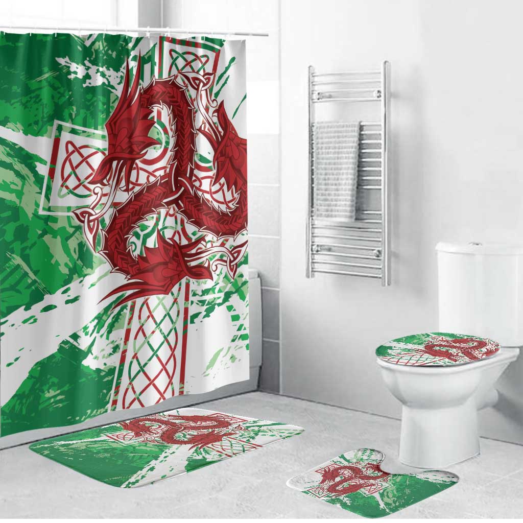 Wales Cymru Am Byth Bathroom Set Celtic Dragon Triskelion - Wonder Print Shop