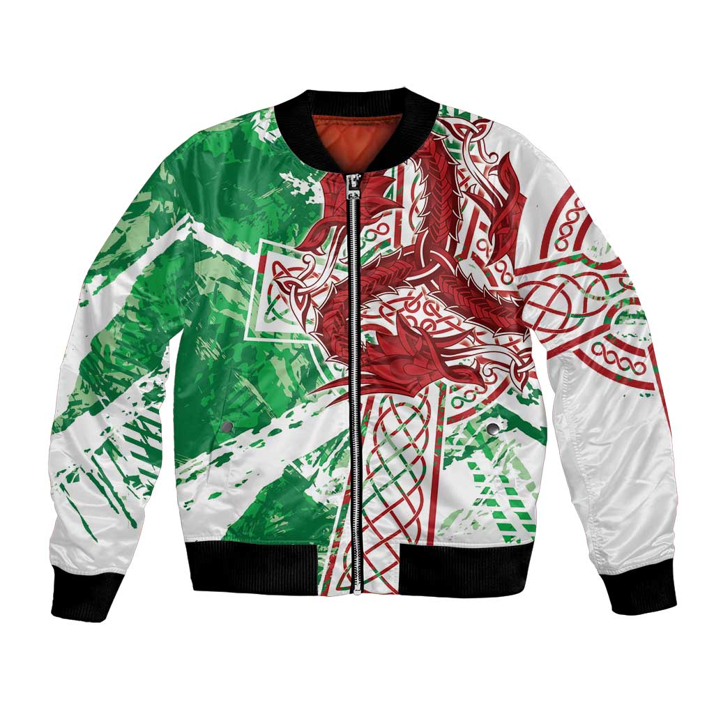 Wales Cymru Am Byth Bomber Jacket Celtic Dragon Triskelion - Wonder Print Shop