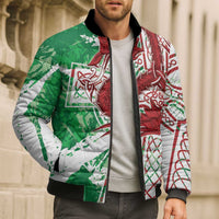 Wales Cymru Am Byth Bomber Puffer Jacket Celtic Dragon Triskelion - Wonder Print Shop