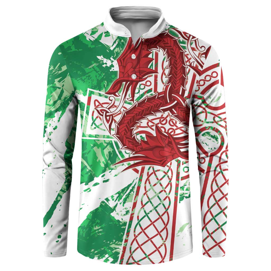 Wales Cymru Am Byth Button Sweatshirt Celtic Dragon Triskelion - Wonder Print Shop