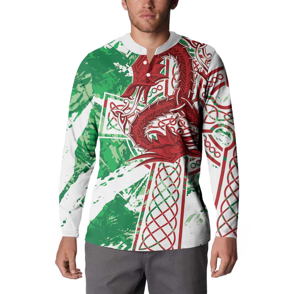 Wales Cymru Am Byth Button Sweatshirt Celtic Dragon Triskelion - Wonder Print Shop