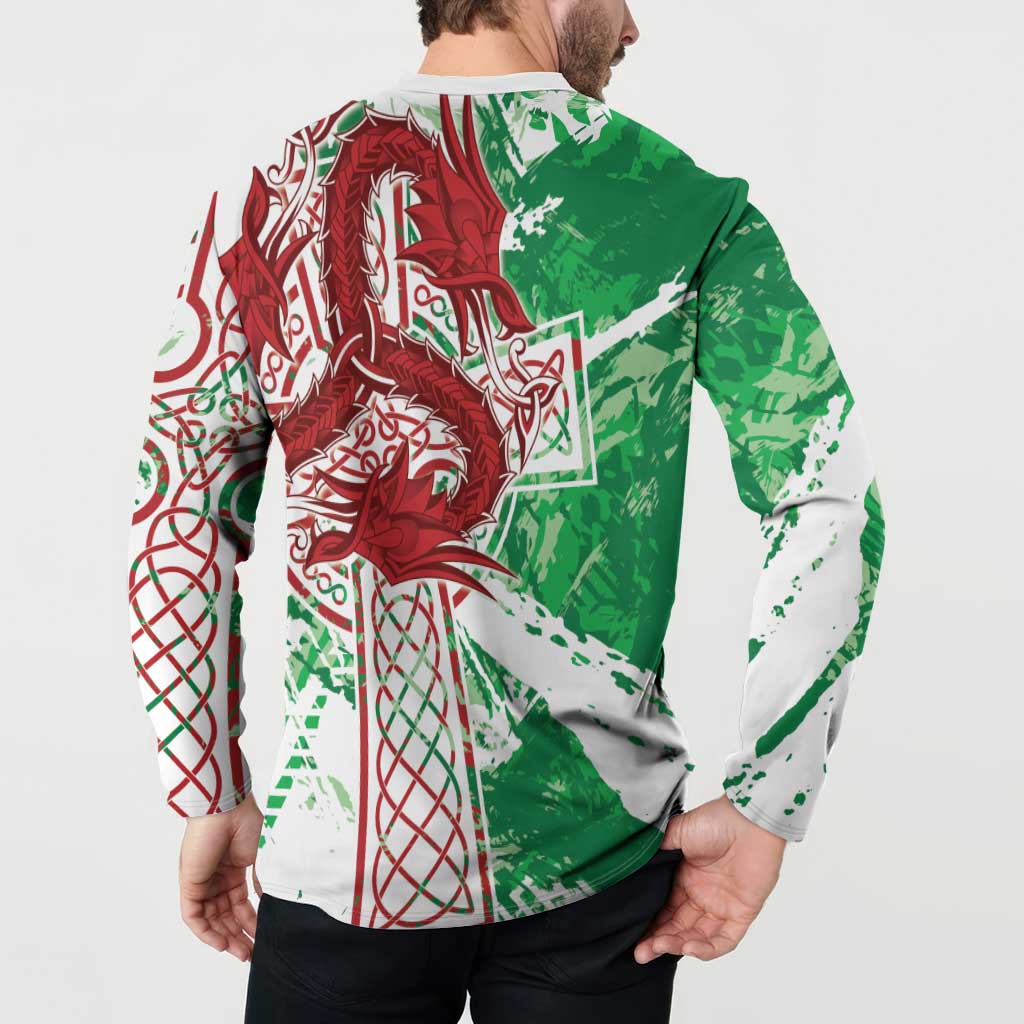 Wales Cymru Am Byth Button Sweatshirt Celtic Dragon Triskelion - Wonder Print Shop