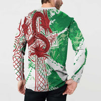 Wales Cymru Am Byth Button Sweatshirt Celtic Dragon Triskelion - Wonder Print Shop