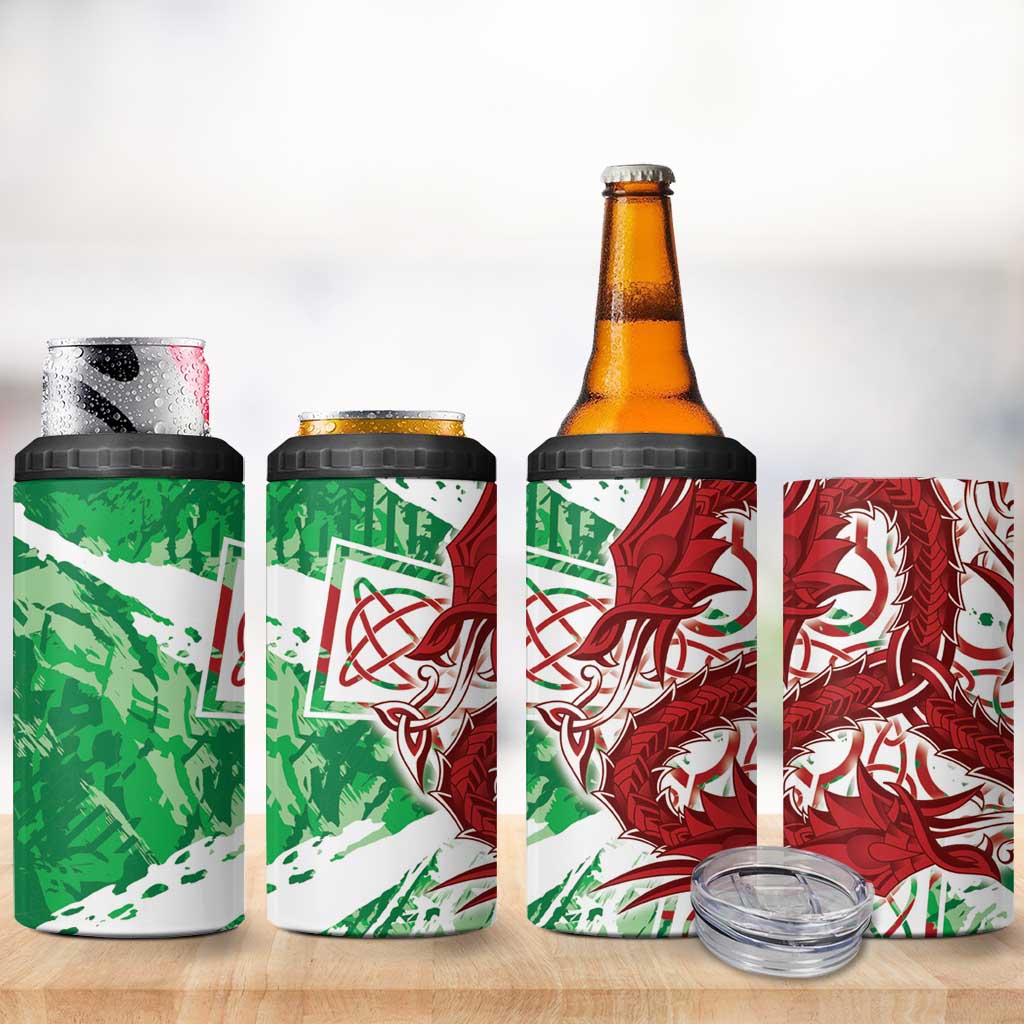 Wales Cymru Am Byth 4 in 1 Can Cooler Tumbler Celtic Dragon Triskelion - Wonder Print Shop