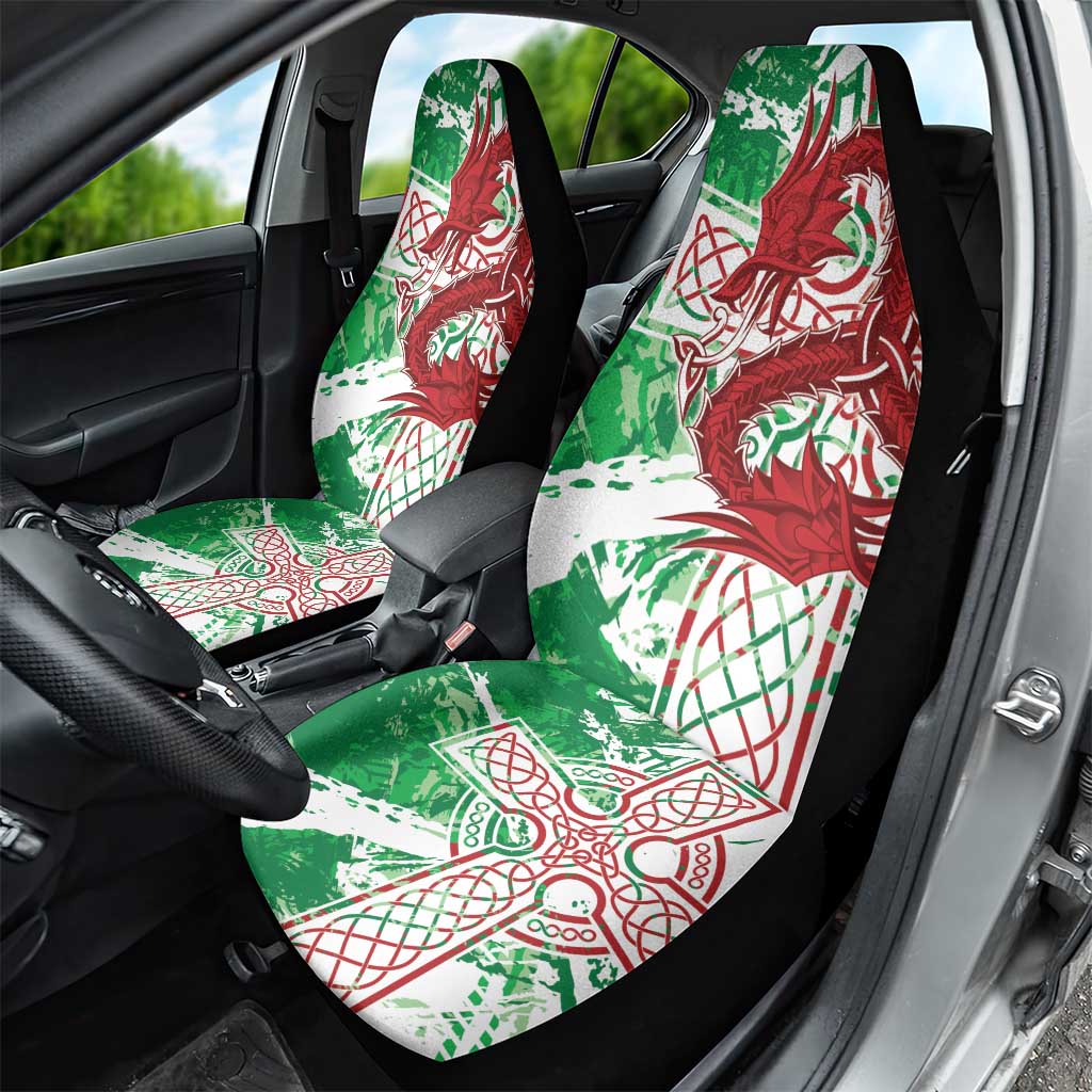 Wales Cymru Am Byth Car Seat Cover Celtic Dragon Triskelion - Wonder Print Shop