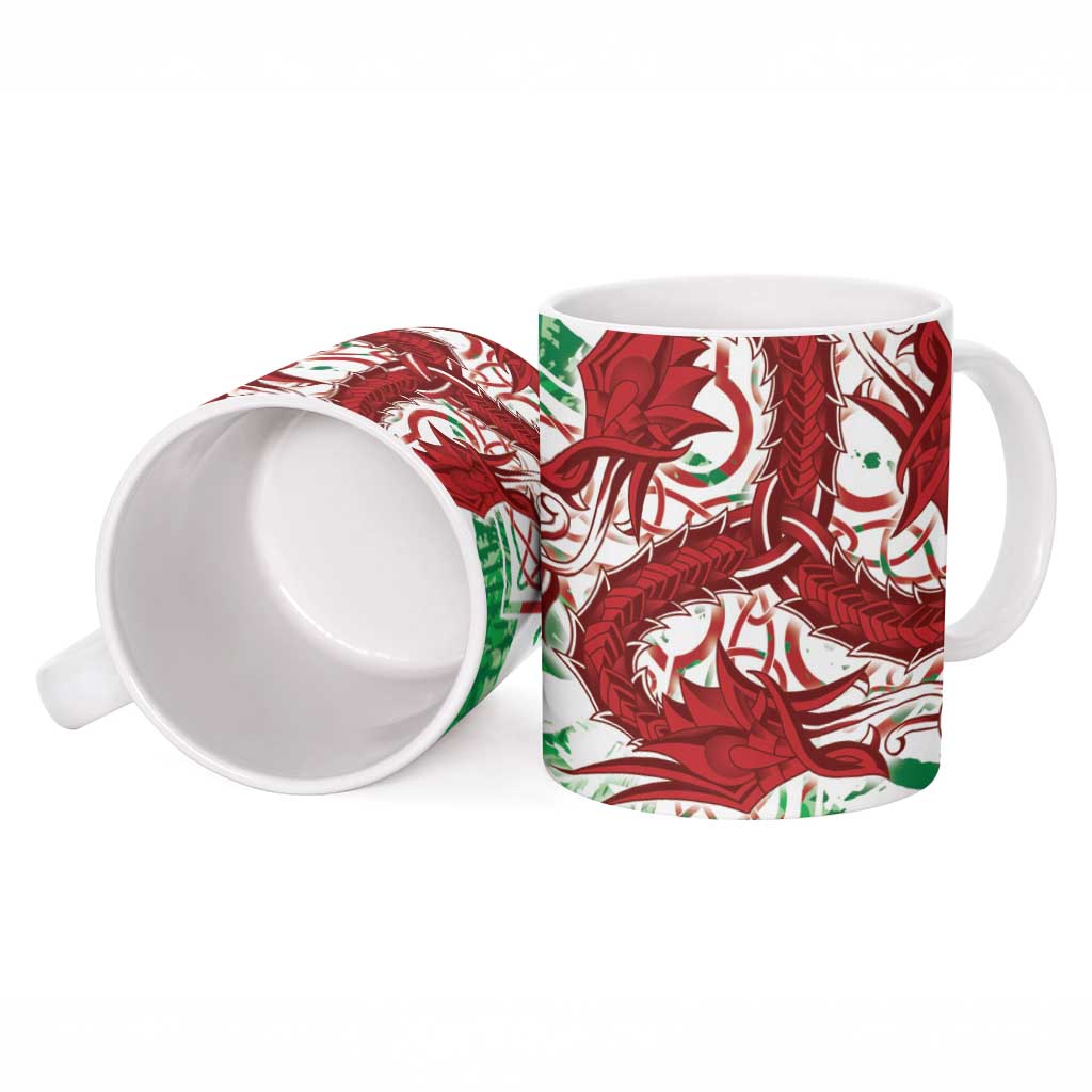 Wales Cymru Am Byth Ceramic Mug Celtic Dragon Triskelion - Wonder Print Shop