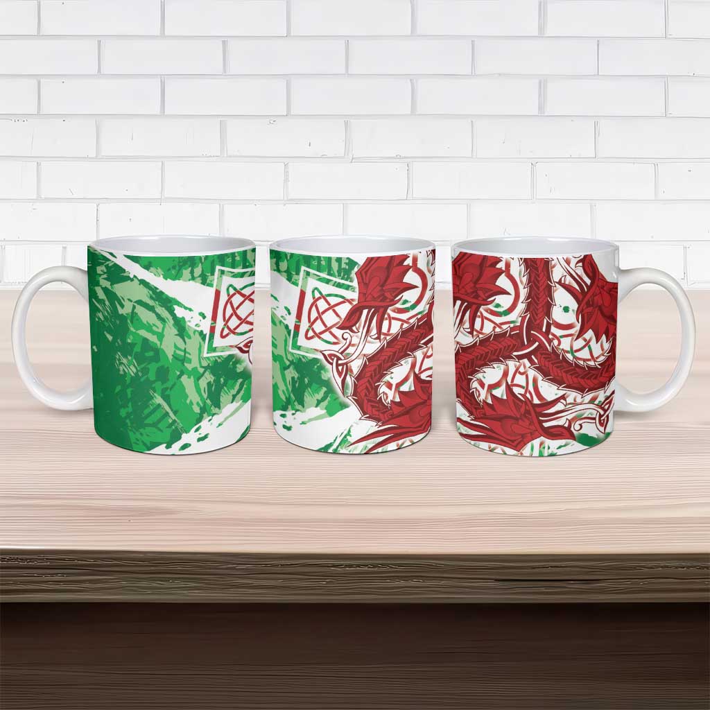 Wales Cymru Am Byth Ceramic Mug Celtic Dragon Triskelion - Wonder Print Shop