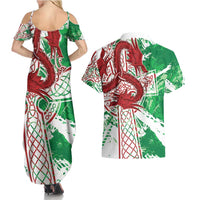 Wales Cymru Am Byth Couples Matching Summer Maxi Dress and Hawaiian Shirt Celtic Dragon Triskelion - Wonder Print Shop