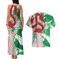 Wales Cymru Am Byth Couples Matching Tank Maxi Dress and Hawaiian Shirt Celtic Dragon Triskelion - Wonder Print Shop