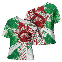 Wales Cymru Am Byth Cross Shoulder Shirt Celtic Dragon Triskelion - Wonder Print Shop