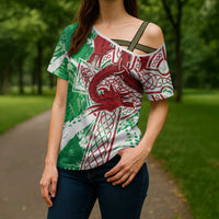 Wales Cymru Am Byth Cross Shoulder Shirt Celtic Dragon Triskelion - Wonder Print Shop