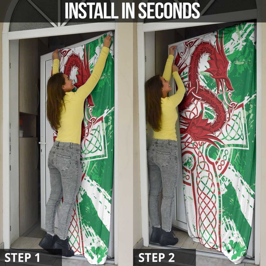 Wales Cymru Am Byth Door Cover Celtic Dragon Triskelion - Wonder Print Shop
