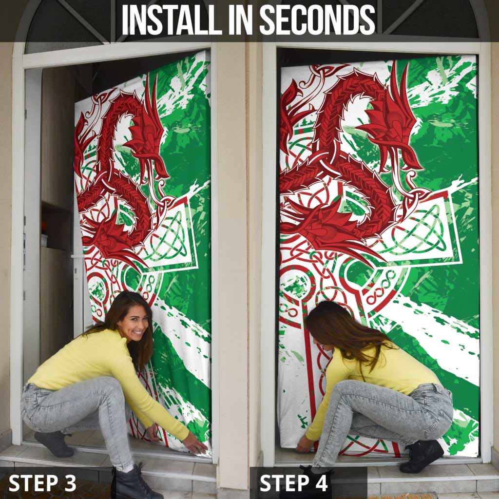 Wales Cymru Am Byth Door Cover Celtic Dragon Triskelion - Wonder Print Shop
