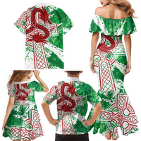 Wales Cymru Am Byth Family Matching Mermaid Dress and Hawaiian Shirt Celtic Dragon Triskelion - Wonder Print Shop
