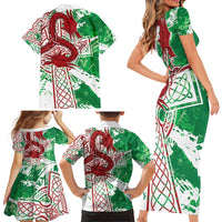 Wales Cymru Am Byth Family Matching Short Sleeve Bodycon Dress and Hawaiian Shirt Celtic Dragon Triskelion - Wonder Print Shop