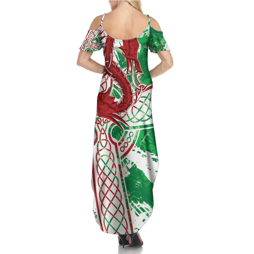 Wales Cymru Am Byth Family Matching Summer Maxi Dress and Hawaiian Shirt Celtic Dragon Triskelion - Wonder Print Shop