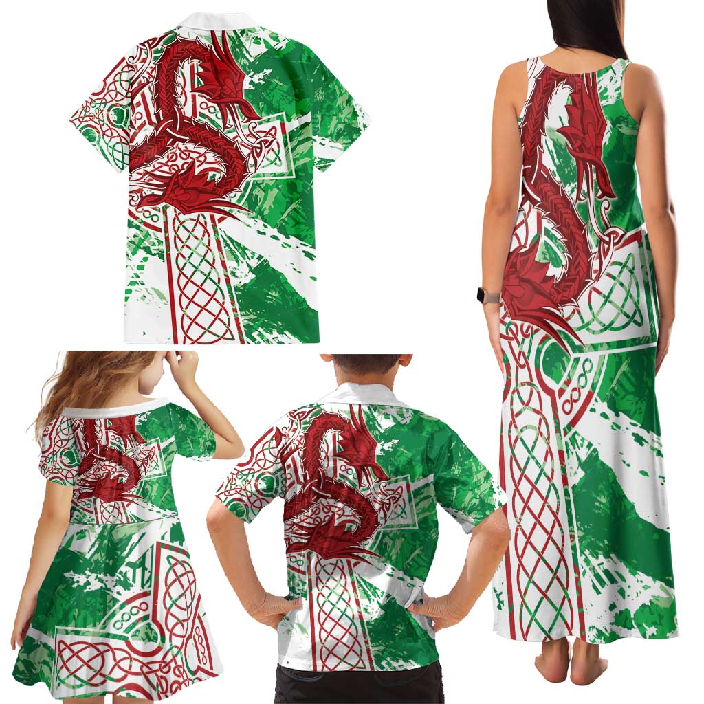 Wales Cymru Am Byth Family Matching Tank Maxi Dress and Hawaiian Shirt Celtic Dragon Triskelion - Wonder Print Shop