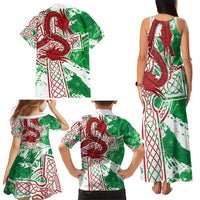 Wales Cymru Am Byth Family Matching Tank Maxi Dress and Hawaiian Shirt Celtic Dragon Triskelion - Wonder Print Shop