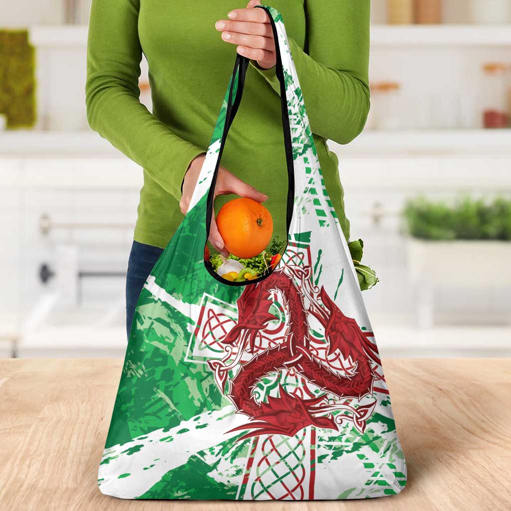 Wales Cymru Am Byth Grocery Bag Celtic Dragon Triskelion - Wonder Print Shop