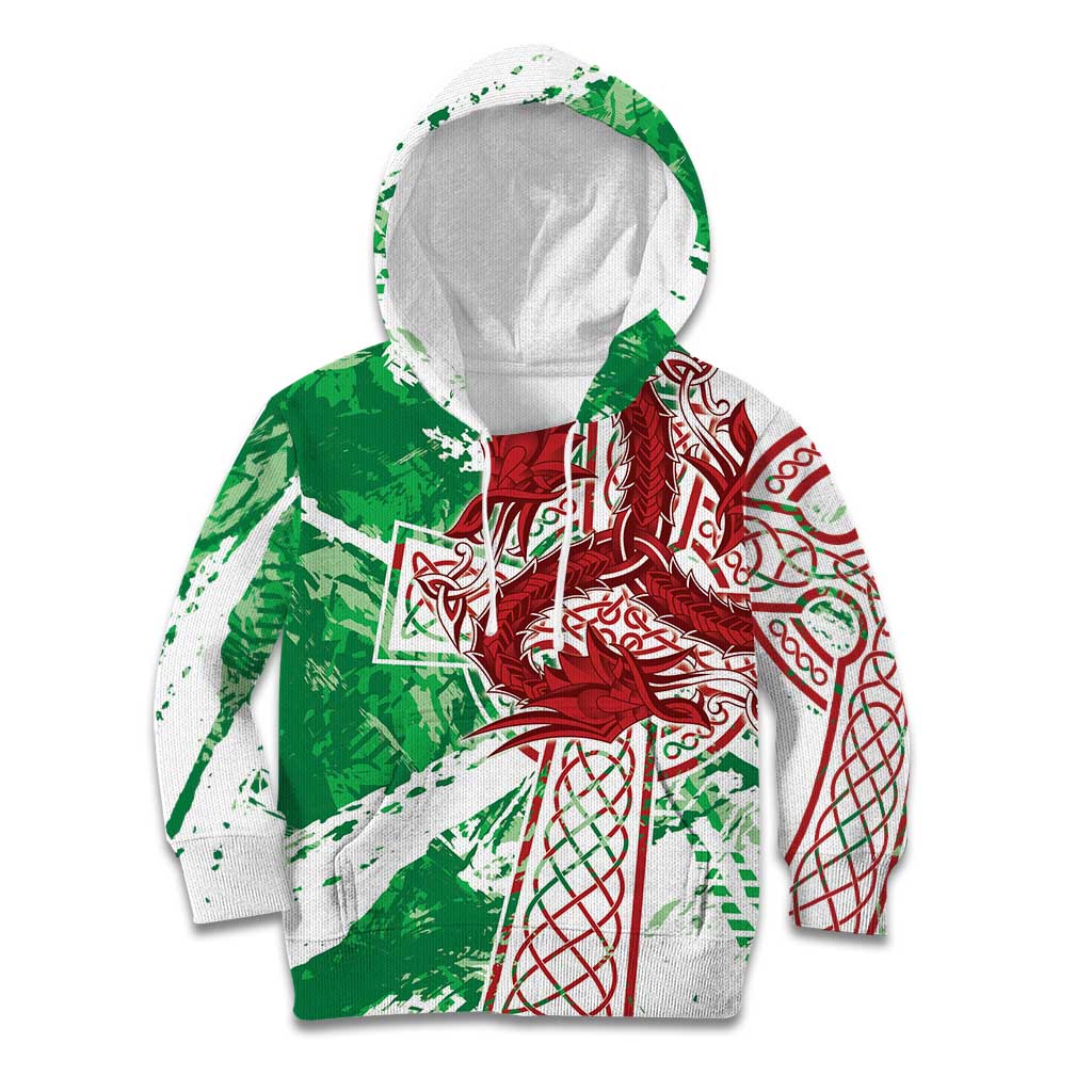 Wales Cymru Am Byth Kid Hoodie Celtic Dragon Triskelion - Wonder Print Shop