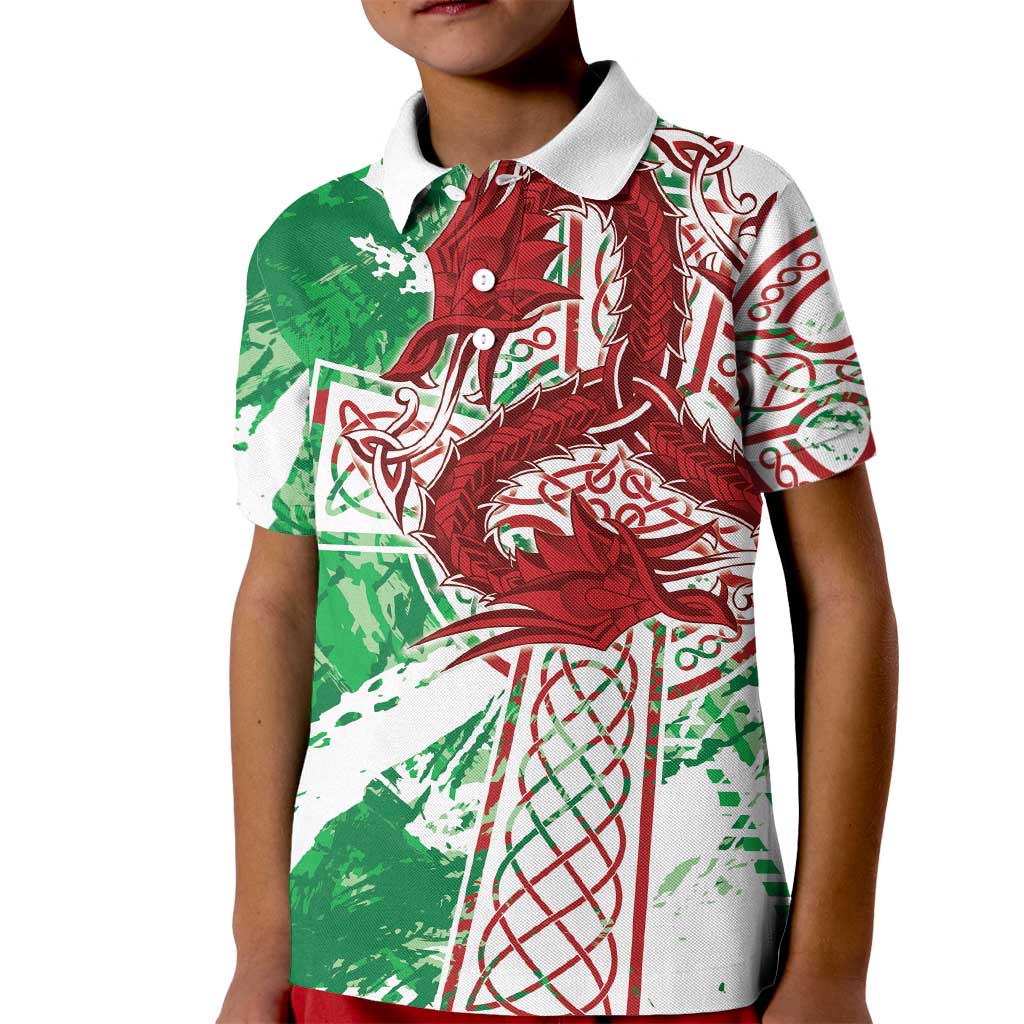 Wales Cymru Am Byth Kid Polo Shirt Celtic Dragon Triskelion - Wonder Print Shop