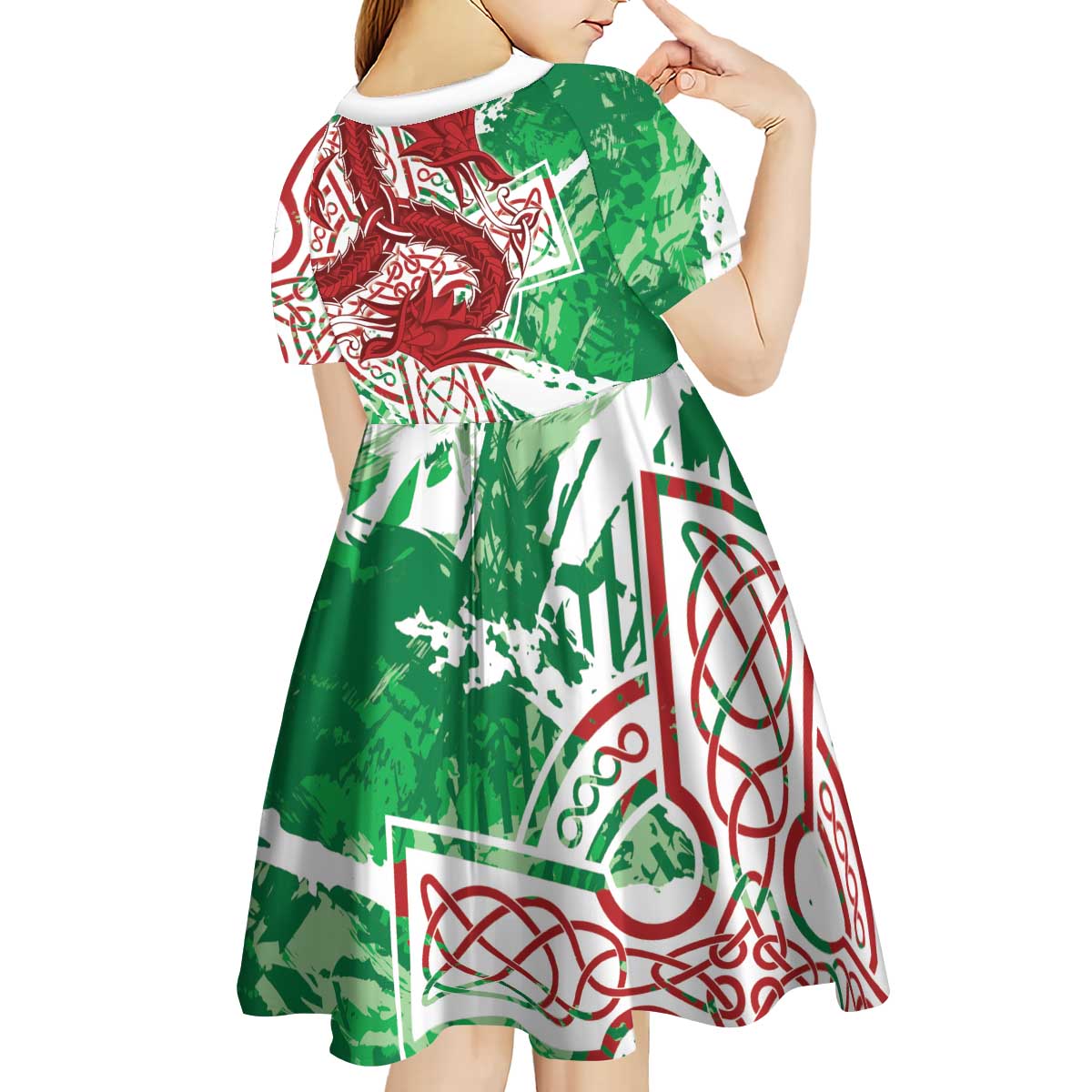 Wales Cymru Am Byth Kid Short Sleeve Dress Celtic Dragon Triskelion - Wonder Print Shop